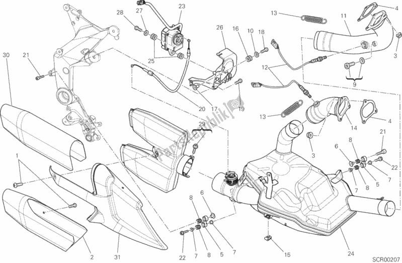 Toutes les pièces pour le Système D'échappement du Ducati Multistrada 1200 S Touring Brasil 2014